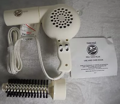 Faberge Babe Pro 1200 Plus Blow Dryer With Brush Attachment Beige RARE • $20.88