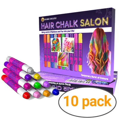 Hair Chalk For Kids Girls Gifts Temporary Hair Chalks Colour Washable Pen 10pc • £12.99