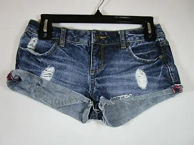 Juniors I Love H81 Cut Off Jean Shorts Distressed Size Labeled 25 Actual 27 • $12.96