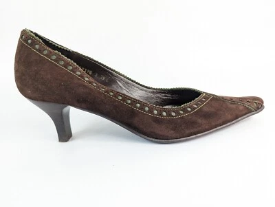 Jaime Mascaro Brown Suede Leather Mid Heel Shoes Uk 6.5 Eu 39.5 • £26.99