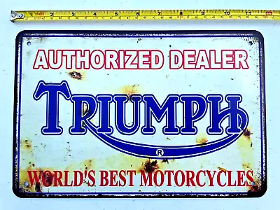 Triumph Motorcycles Tin Sign Authorized Dealer Shop Man Cave Gift Garage Metal • $12.95