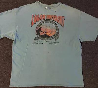 Vtg 90s Logan Incident Fire Fighter Faded Distress Shirt XXL USA Grunge Biker • $44.95