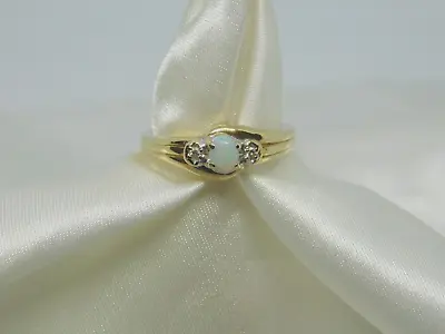 £110 • Buy 9ct Gold Petite Opal & Diamond Crossover Style Ring