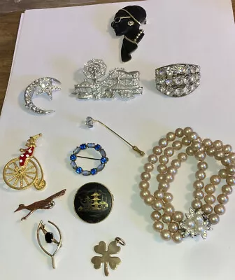 Nice Lot Of Vintage Jewelry-signed Enamel Rhinestones Glass Pearls & • $9.99