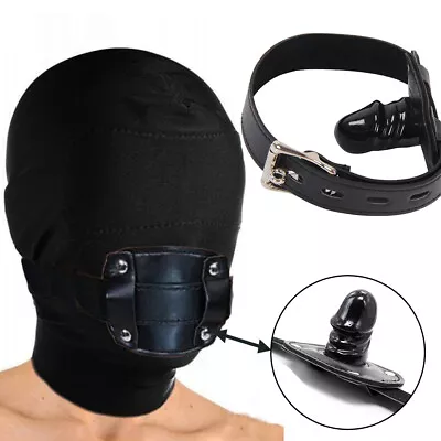 Open Mouth Gag Oral Bondage BDSM Face Mask Head Harness Hood Sensory Deprivation • $8.99