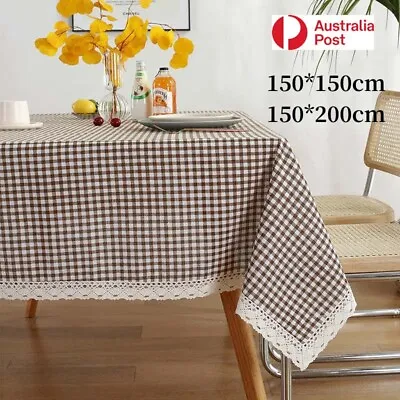 $19.99 • Buy Cotton Linen  Party Square Rectangle Tablecloth Checkered Table Cover  Dining
