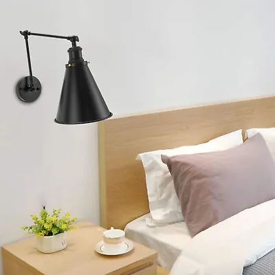 Vintage Horn Wall Lamp Swing Arm Adjustable Wall Sconce Light Bedroom Study Room • $33