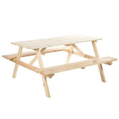 Outsunny 5.8FT Outdoor Wooden Picnic Table Bench Garden Patio Pub Chair 4 Seats • £116.99