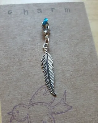 £2.10 • Buy Clip On Charm Feather For Bracelet Keyring Purse Bag Zip