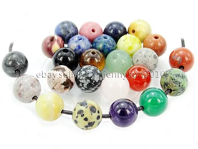 20Pcs Natural Gemstones Stone (2mm) Big Hole Round Loose Beads 6mm 8mm 10mm 12mm • $1.36