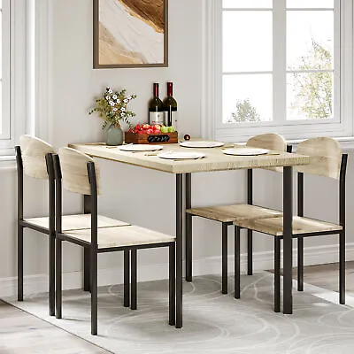 5 Piece Dining Table Set 4 Chairs Home Kitchen Breakfast Wood Top Dinette Table • $139.99