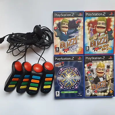 £19.99 • Buy Wired Buzz Buzzers PS2 PlayStation 2 With 4 Games Bundle Tested