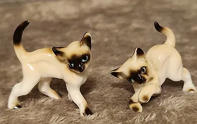 Vintage Miniature Bone China Japan Siamese Cat Kitten Figurines • $10