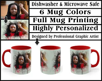 Custom Mug With Watercolor Painting From Your Own Photo Birthday Gift 11oz. 15oz • £23.15