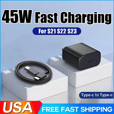 45W Type C USB-C Super Fast Wall PD Charger Cable For Samsung Galaxy S20 S21 S23 • $4.13