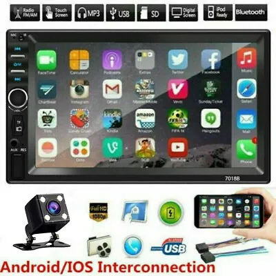 7  Double 2 DIN Car MP5 Player Bluetooth Touch Screen Stereo Radio W/ Camera • $33.99