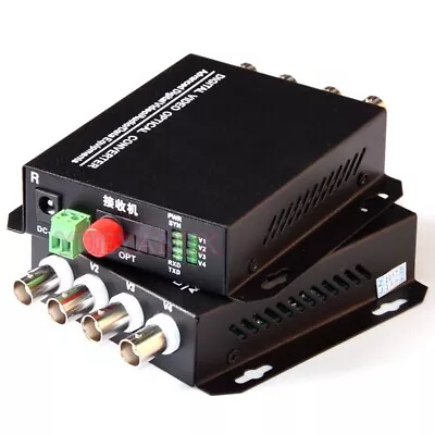 4 Channel Video Optical Converter Fiber Video Transmitter Receiver 4CH RS485 Dat • $44.64