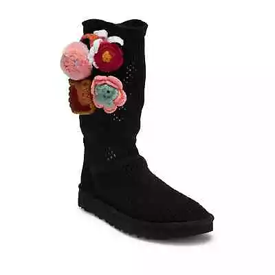 UGG Women's Classic Floral Crochet Genuine Shearling Boot Size: 7 MSRP:$295 • $199.95