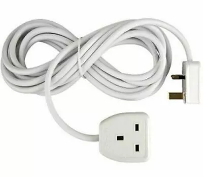 1 Way Gang Single Socket Power Mains Extension Lead Cable 2M White UK Plug • £8.49