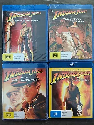 Indiana Jones - Blu Ray - Like New - 4 Movies Raiders Temple Crusade Crystal • $29.99