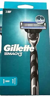 Mens Gillette Mach 3 Razor Handle + 1 Shaving Blade Head Precision Cut Steel • £5.99
