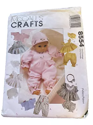 Mccalls Pattern 8554 Baby Doll Clothes With Bonnets Wardrobe Uncut • $5.95