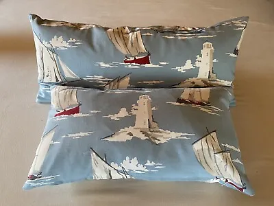 Cushion Covers Skippers Fabric Marine Set Of 2 - 23x11 Inch And 19x11 Inch • £14