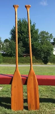 LOVELY Set Wooden PADDLES 60  Long X 6 1/2  WIDE Pair Oars Boat W/ OLD PATINA • $134.99