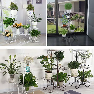 2-9 Pot Flower Stand Indoor Garden Metal Plant Holder Display Planter Rack Decor • £28.95