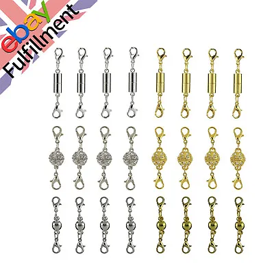 UK Strong Magnetic Lobster Clasps Assortment Jewelry Necklace Converter Extender • £10.79