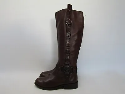 VINCE CAMUTO Womens Size 8.5 B Brown Leather Zip Harness Knee High Fashion Boots • $43.69