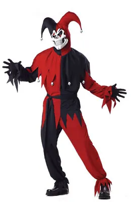 Adult Black/Red Evil Jester Halloween Costume Size XL • $33.56