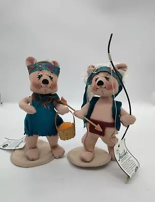 Vintage Annalee 2000 Thanksgiving Native American Dressed Bears Boy & Girl  NWT • $38.99