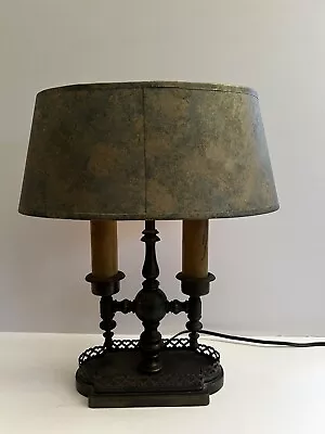 Antique MSLC Brass Bouillotte 2 Light Candelabra Flicker Flame Table Lamp Nice! • $179.99