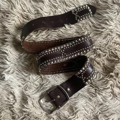 B-low The Belt Brown Studded Leather Belt Womens 32 USA • $79.95