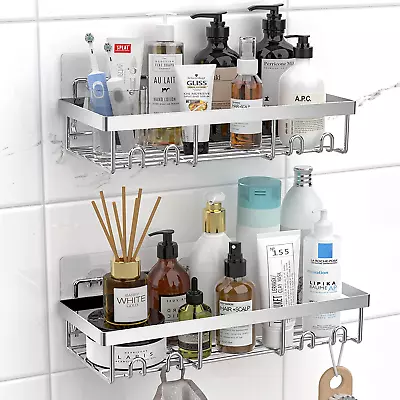 2 Pack Shower Caddy Shelf Bathroom Silver Storage Organizer Rack Stainless Steel • $35.98