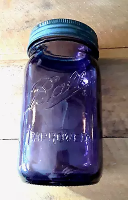 BALL PURPLE MASON JAR Antique WIDE MOUTH ZINC Ring Glass Lid Collector's Edition • $27.95