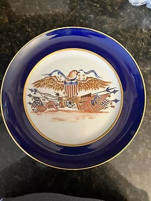 Mottahedeh Diplomatic Eagle Plate 10  Presidential Blue Gold Vista Alegre • $99