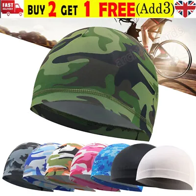 Mens Quick-Dry Sports Skull Cap Cycling Sweat Beanie Hat Helmet Liner Breathable • £2.89