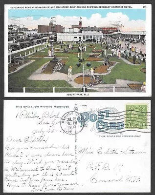 1933 Postcard - Asbury Park New Jersey - Boardwalk And Miniature Golf Course  • $3.98