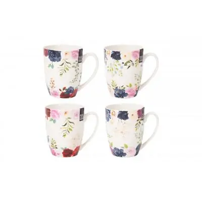 Set Of 4 Butterfly Floral Mugs New Bone China Coffee Tea Cup 11oz Kitchen • £14.99