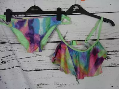 Ladies Ocean Club Multicoloured Padded Bikini Top Size 10 Bottoms Size 12 • £2.99