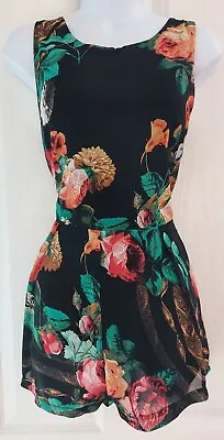 £19.99 • Buy Womens Wal G Playsuit Size Small Black Flowers Holiday Summer Vgc