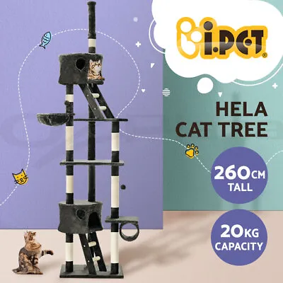 I.Pet Cat Tree Tower Scratching Post Scratcher 260cm Condo House Trees Grey • $103.95