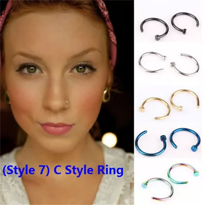 Nose Ring Eyebrow Cartilage Tragus Septum Helix Lip Earring Hoop Stud Ear Cuff • £1.19