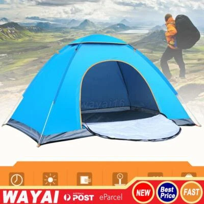 $31.99 • Buy 3-4 Person Pop Up Tent Family Festival Camping Auto Hiking Beach Dome Tent New