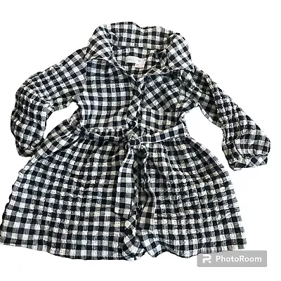 Zara Girls Dress Check Black White Button Down 3-4 Toddler Long Sleeve • $12.99