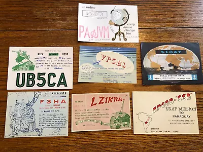 Vintage Worldwide Qso/qsl Ham Radio Operator Card Lot Of 7 Different • $12.99