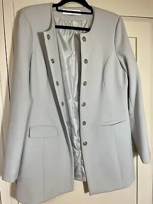 Blazer Jacket La Redoute ANNE WEYBURN Duck Egg Blue Buttoned Coat Size 12 Formal • $31.57