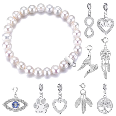 £14.99 • Buy Freshwater Baroque Pearl Bracelet With Charm Created With Zircondia® Crystals